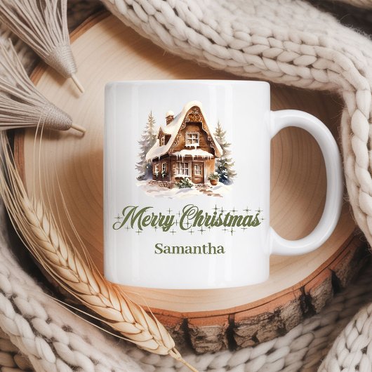 Aardse Pastel Kerstmuts Persoonlijke Naam Koffiemok