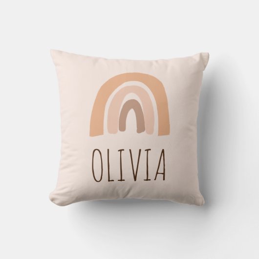 Aardse Pastel Regenboog Meisje Verjaardagscadeau Kussen (Voorkant)