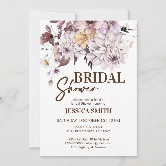 Aardse pastelbruine bloemen vrijgezellenfeest kaart (Voorkant)