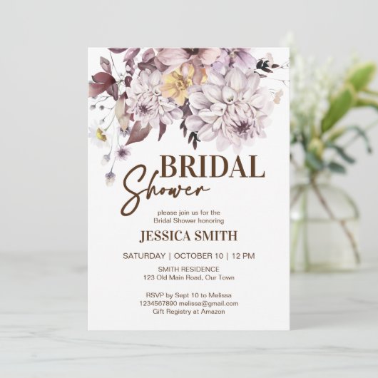 Aardse pastelbruine bloemen vrijgezellenfeest kaart (Staand voorkant)