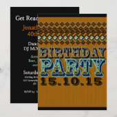 Aardse Pinstripes Vaudeville Verjaardagsfeest Kaart (Voorkant / Achterkant)