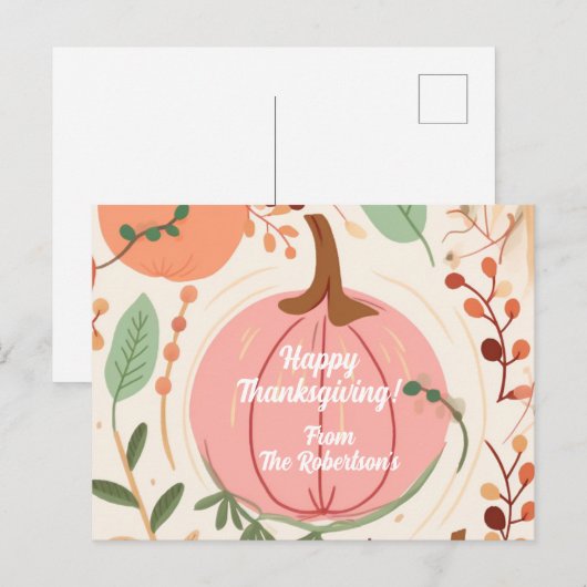  aardse pompoen bladeren Thanksgiving Briefkaart (Voorkant / Achterkant)