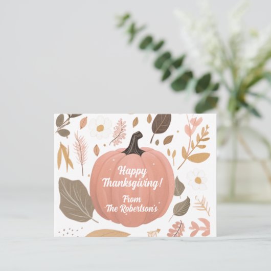  aardse pompoen bladeren Thanksgiving Briefkaart (Staand voorkant)