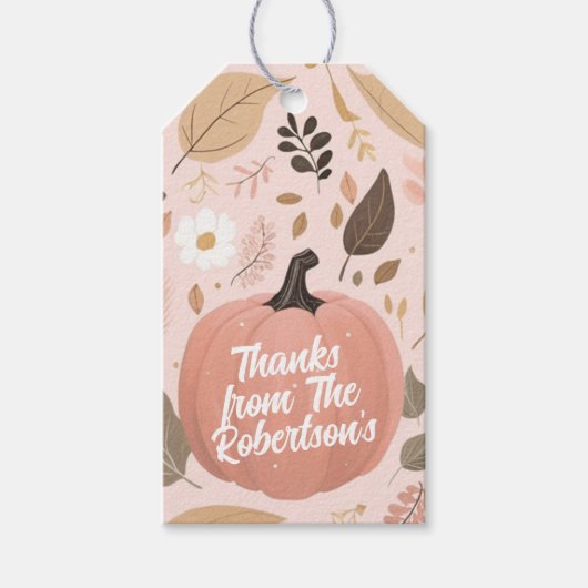  aardse pompoen bladeren Thanksgiving feest Cadeaulabel (Voorkant)
