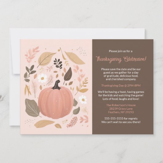 aardse pompoen bladeren Thanksgiving feest Kaart (Voorkant)