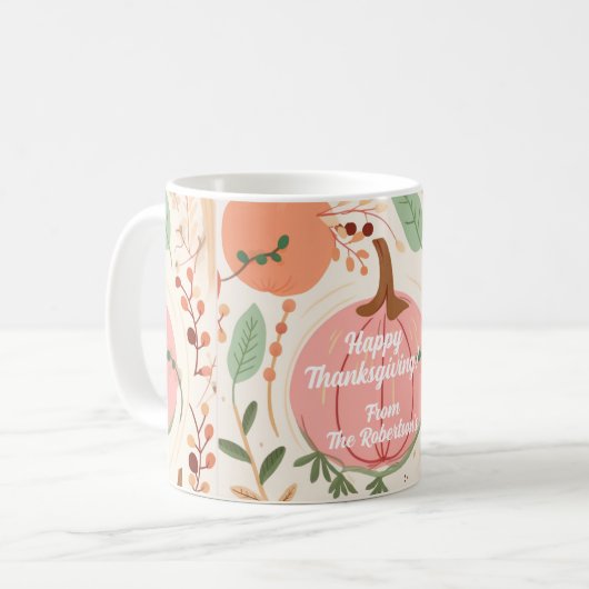  aardse pompoen bladeren Thanksgiving feest Koffiemok (Voorkant links)