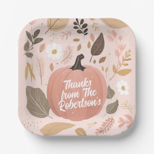 aardse pompoen bladeren Thanksgiving feest Papieren Bordje (Voorkant)