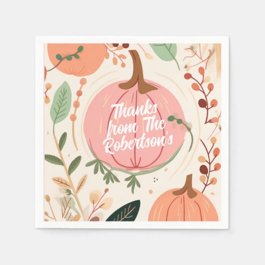aardse pompoen bladeren Thanksgiving feest Servet (Voorkant)