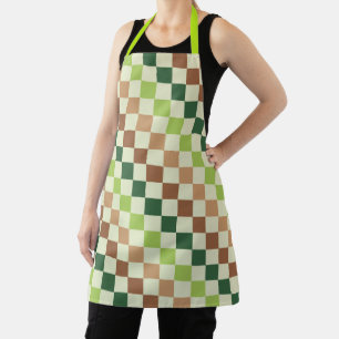 Aardse regenboog diagonaal dambord patroon schort