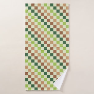Aardse regenboog diagonaal schaakbord patroon bad handdoek