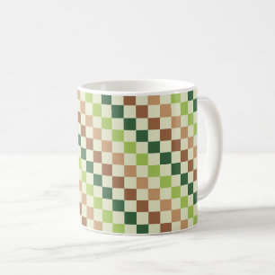 Aardse regenboog diagonaal schaakbord patroon koffiemok