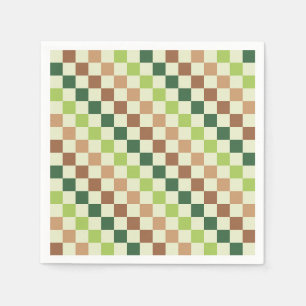 Aardse regenboog diagonaal schaakbord patroon servet
