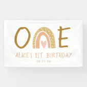 Aardse Regenboog Meisje 1e Verjaardag Banner (Horizontaal)