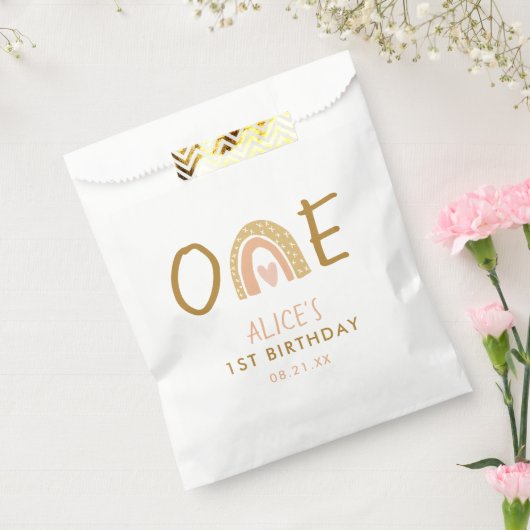 Aardse Regenboog Meisje 1e Verjaardag Bedankzakje (Gezegeld)