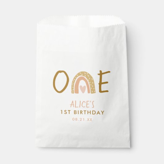 Aardse Regenboog Meisje 1e Verjaardag Bedankzakje (Voorkant)