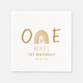 Aardse Regenboog Meisje 1e Verjaardagsfeestje Servet (Voorkant)