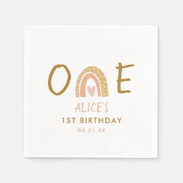 Aardse Regenboog Meisje 1e Verjaardagsfeestje Servet