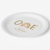 Aardse Regenboog Thema Meisje 1e Verjaardag Papieren Bordje (Gekanteld)