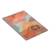 Aardse Retro Abstract Golfpatroon Aangepaste Monog Notitieboek (Rechterzijde)