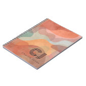 Aardse Retro Abstract Golfpatroon Aangepaste Monog Notitieboek (Linkerzijde)