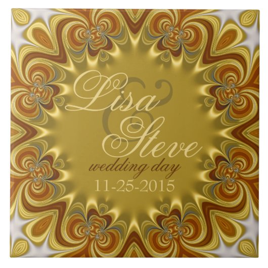 Aardse Retro Boheemse bruiloft Keepsake keramiek Tegeltje (Voorkant)