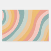 Aardse Retro Bold Wavy Stripe Kleurrijke Moderne G Inpakpapier Vel (Voorkant)