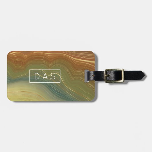 Aardse retro strata |  Neutral Agaat Custom Bagagelabel (Voorkant horizontaal)