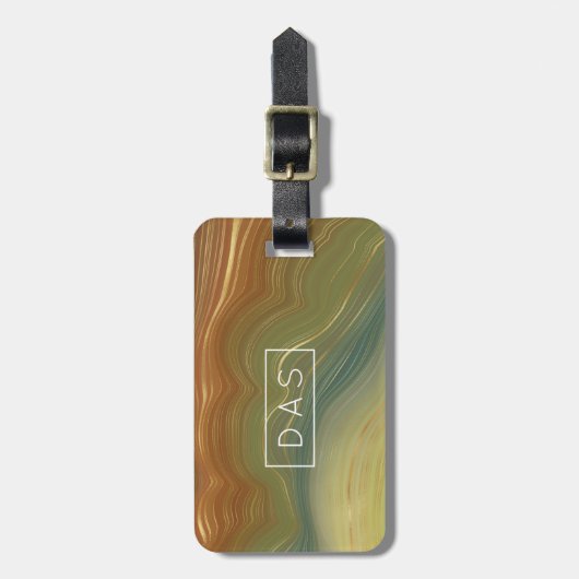 Aardse retro strata |  Neutral Agaat Custom Bagagelabel (Voorkant verticaal)