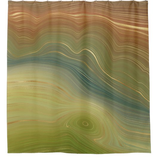 Aardse retro strata |  Neutral Toon Agaat Douchegordijn (Voorkant)