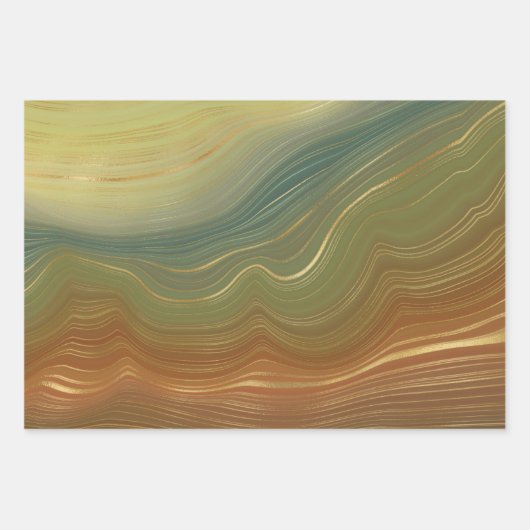 Aardse retro strata |  Neutral Toon Agaat Inpakpapier Vel (Voorkant 3)