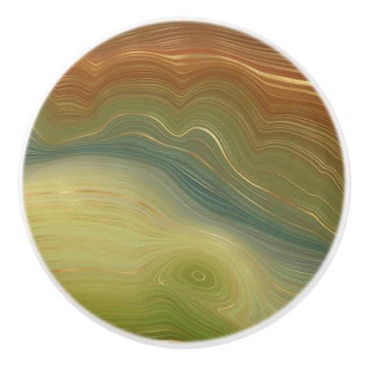 Aardse retro strata |  Neutral Toon Agaat Keramische Knop (Voorkant)