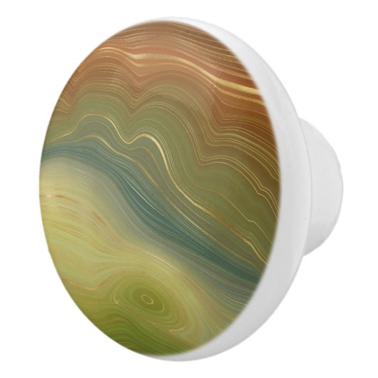 Aardse retro strata |  Neutral Toon Agaat Keramische Knop (Rechts)