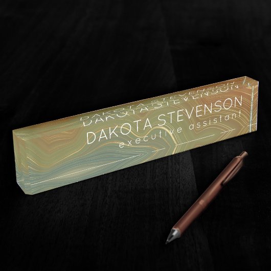 Aardse retro strata | Neutral Toon Agaat Naambordje