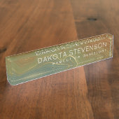 Aardse retro strata | Neutral Toon Agaat Naambordje (Zijkant)