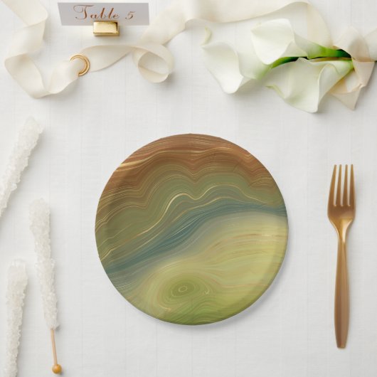 Aardse retro strata |  Neutral Toon Agaat Papieren Bordje (Huwelijk)