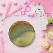 Aardse retro strata |  Neutral Toon Agaat Papieren Bordje (Feest)