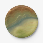 Aardse retro strata |  Neutral Toon Agaat Papieren Bordje (Voorkant)