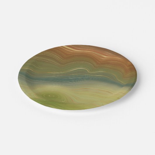 Aardse retro strata |  Neutral Toon Agaat Papieren Bordje (Gekanteld)