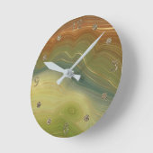 Aardse retro strata | Neutral Toon Agaat Ronde Klok (Hoek)