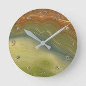 Aardse retro strata | Neutral Toon Agaat Ronde Klok (Voorkant)