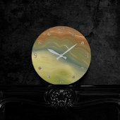 Aardse retro strata |  Neutral Toon Agaat Ronde Klok