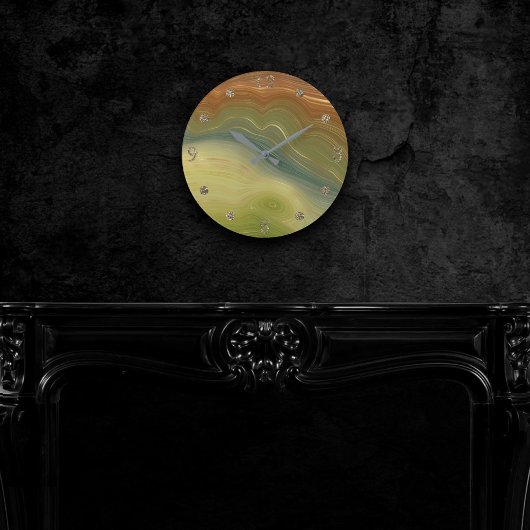 Aardse retro strata | Neutral Toon Agaat Ronde Klok