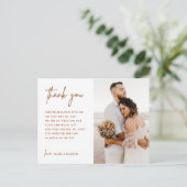 Aardse Roest Huwelijksfoto Bedankkaartje Briefkaart (Staand voorkant)