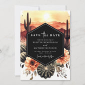 Aardse romantische cactus bruiloft save the date (Voorkant)
