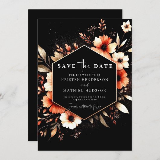 Aardse romantische terracotta bruiloft save the date (Voorkant / Achterkant)