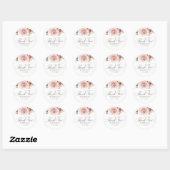 Aardse Roze Bloemen Elegante Dankjewel Ronde Sticker (Vel)