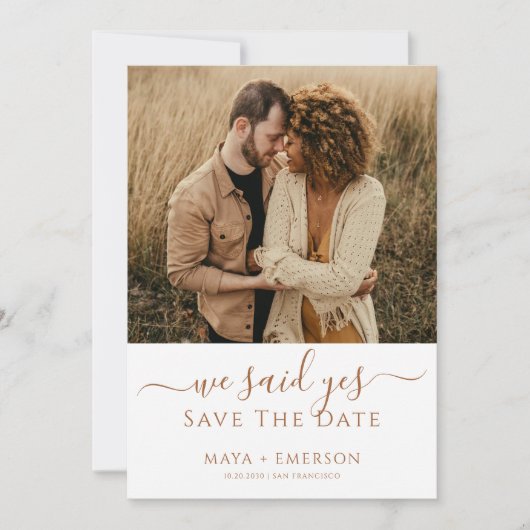 Aardse Rustieke Trouwfoto Save The Date (Voorkant)
