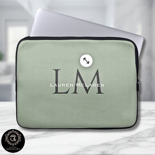 Aardse Saliegroen Organisch Modern Minimalistisch Laptop Sleeve