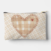 Aardse schotse patroon Grote hart Bruin beige Etui (Achterkant)