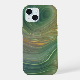 Aardse Smaragd Laag Groene en Gouden Inkt Agaat iPhone 15 Case